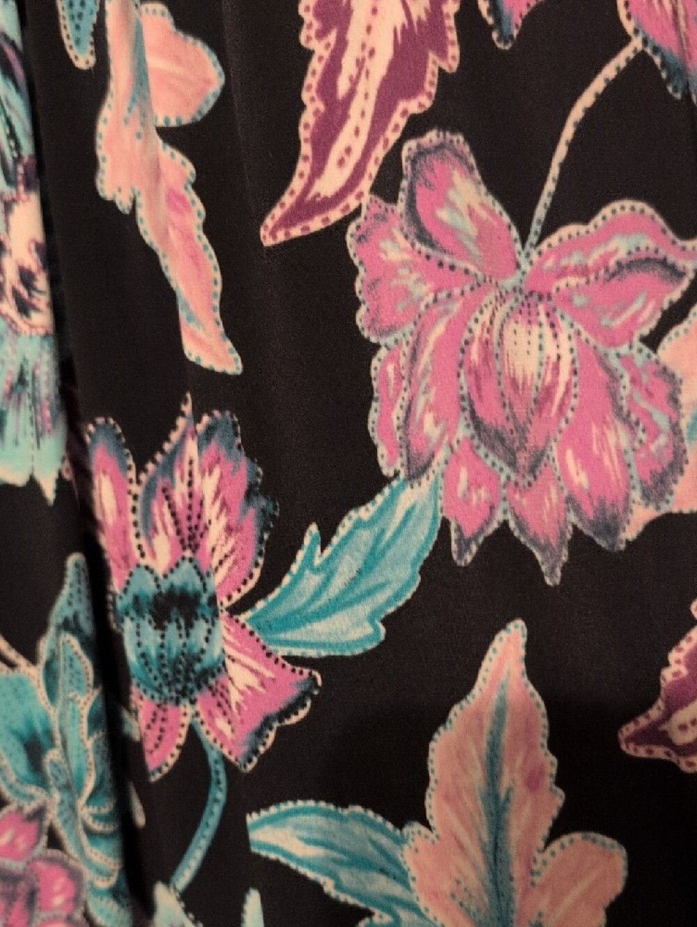 croft & barrow Black Maxi Dress with Teal and Purple Floral Print - Picture 5 of 6